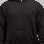 Men’s Jet Black Basic Cotton Hoodie Sweatshirt