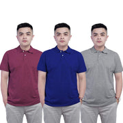 Men's Polo Tshirt-Pack Of 3 (Maroon-Navy Blue-Grey)