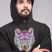 Wolf Prism Pop Art Men’s Black Hoodie